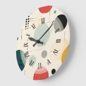 Grande Horloge Ronde Mid century colorful geometric pattern (Angle)