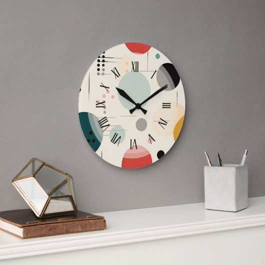 Grande Horloge Ronde Mid century colorful geometric pattern (Bureau)