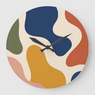 Grande Horloge Ronde Mid-Century Modern Abstract Organic Shape Clock