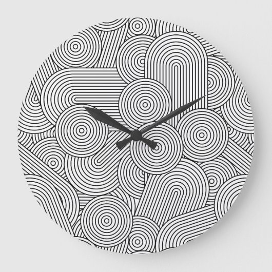 Grande Horloge Ronde Mid Century Modern Geometric Arch Black White (Recto)