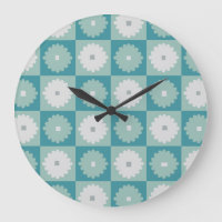 Mid Century Modern Geometric Flowers Wall Clock