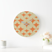 Grande Horloge Ronde Mid Century Modern Orange Diamond Large Clock (Maison)