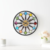 Grande Horloge Ronde Midcentury stained glass clock (Maison)