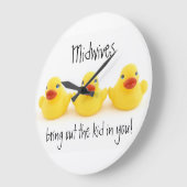 Grande Horloge Ronde Midwids et canards jaunes en caoutchouc (Angle)