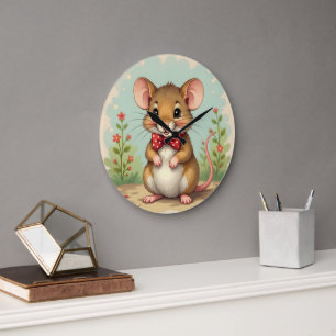 Grande Horloge Ronde Mignon petite souris adorable avec cravate
