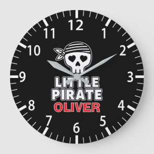Grande Horloge Ronde Mignon squelette petit pirate personnalisé