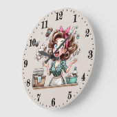Grande Horloge Ronde Mignonne cuisine vintage (Angle)