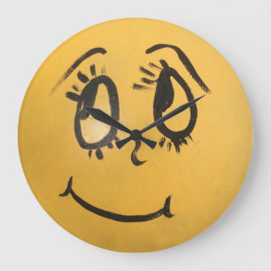 Grande Horloge Ronde Mignonne Visage Heureux