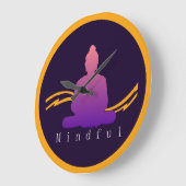 Grande Horloge Ronde "Mindful" Beautiful Bouddha Wall Clock. (Angle)