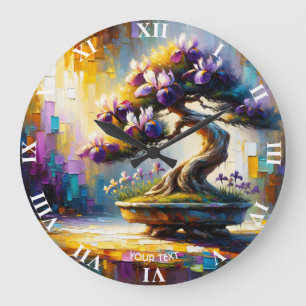 Grande Horloge Ronde Mini arbre violet mou Imaginaire
