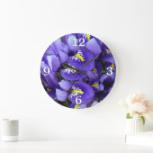 Grande Horloge Ronde Miniature Bleu Irises Printemps Floral (Maison)