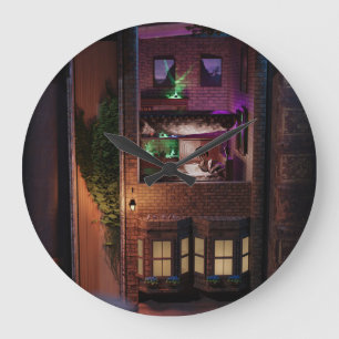 Grande Horloge Ronde Miniature book nook diorama - reading upstairs