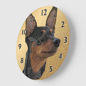 Grande Horloge Ronde Miniature de Pinscher Art Wall Clock (Angle)