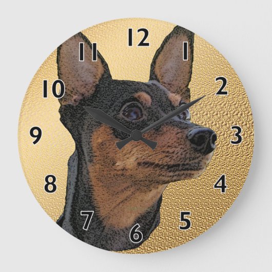 Grande Horloge Ronde Miniature de Pinscher Art Wall Clock (Recto)