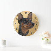 Grande Horloge Ronde Miniature de Pinscher Art Wall Clock (Maison)