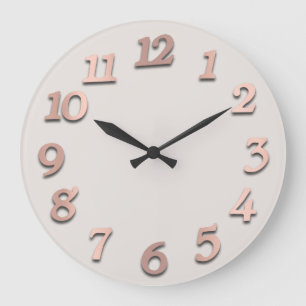 Grande Horloge Ronde Minimal Arabic Numbers Rose Gray Gold Blush
