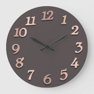 Grande Horloge Ronde Minimal Arabic Numbers Rose Gray Gold Khaki