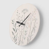 Grande Horloge Ronde Minimal Botanical Clock – Soft Wildflower (Angle)