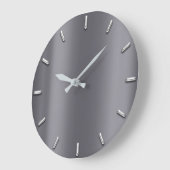 Grande Horloge Ronde Minimalisme gris argent Graphite profond Élégant (Angle)