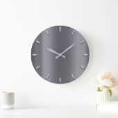 Grande Horloge Ronde Minimalisme gris argent Graphite profond Élégant (Maison)