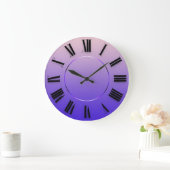 Grande Horloge Ronde Minimalisme moderne Chiffres romains violets (Maison)