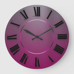 Grande Horloge Ronde Minimalisme moderne Numéros romains gris rose