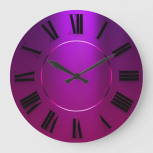 Grande Horloge Ronde Minimalisme moderne Numéros romains violets roses
