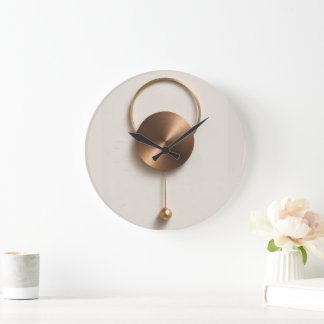 Grande Horloge Ronde Minimalist Brushed Bronze Sculptural Acrylic Wall
