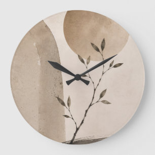 Grande Horloge Ronde Minimalist Japandi Watercolor Branch Clock