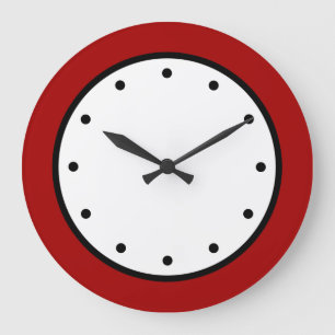 Grande Horloge Ronde Minimaliste moderne rouge blanc et noir