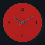 Grande Horloge Ronde Minimaliste rouge et noir<br><div class="desc">L'horloge artistique moderne présente un design minimaliste dans une palette de couleurs rouge et noir. Un design simple et simple avec des chiffres noirs sur un arrière - plan rouge. Un ajout moderne à votre cuisine, salon ou mur de bureau, un cadeau de bureau moderne et réfléchi ou un cadeau...</div>