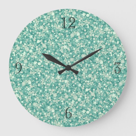 Grande Horloge Ronde Mint Green Glitter And Sparkles. (Recto)