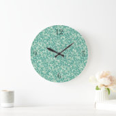 Grande Horloge Ronde Mint Green Glitter And Sparkles. (Maison)