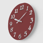 Grande Horloge Ronde Minuscule Numbers Gray Grey Burgundy Maroon (Angle)