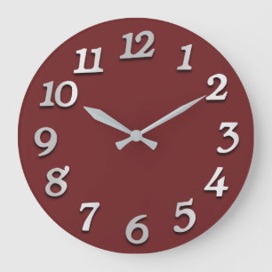 Grande Horloge Ronde Minuscule Numbers Gray Grey Burgundy Maroon