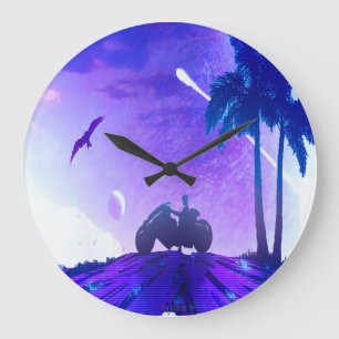 Grande Horloge Ronde Mirage lunaire – Art numérique palestinien surréal
