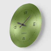 Grande Horloge Ronde Miroiter l'arrière - plan vert (Angle)