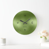 Grande Horloge Ronde Miroiter l'arrière - plan vert (Maison)