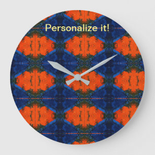 Grande Horloge Ronde Mirrored and tiled blue, black, red lava design