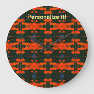 Grande Horloge Ronde Mirrored and tiled blue, black, red lava design