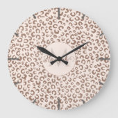 Grande Horloge Ronde Mocha Mousse et crème Tan Leopard Motif (Recto)