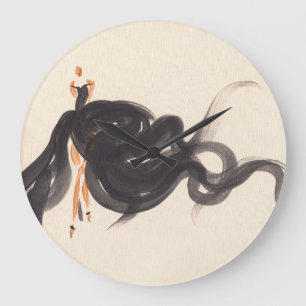 Grande Horloge Ronde Mode élégante : Aquarelle Lady