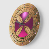 Grande Horloge Ronde MODÈLE ANTIQUE CROIX Améthyste rose violet Gem (Angle)