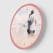 Grande Horloge Ronde Modèle de photo de couples amoureux Rose couleur r (Angle)