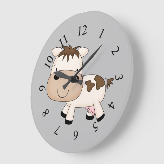 Grande Horloge Ronde Modèle de vache illustré (Angle)