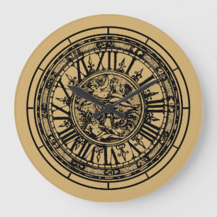 Grande Horloge Ronde Modèle d'impression baroque rococo vers 1703