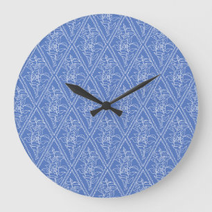 Grande Horloge Ronde Modèle floral Vintage de bord bleu chic