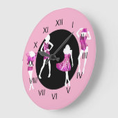 Grande Horloge Ronde Modèles de mode filles girly rose (Angle)
