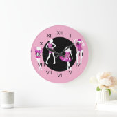 Grande Horloge Ronde Modèles de mode filles girly rose (Maison)