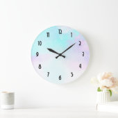 Grande Horloge Ronde Modern Abstract Blue & Purple Watercolor (Maison)